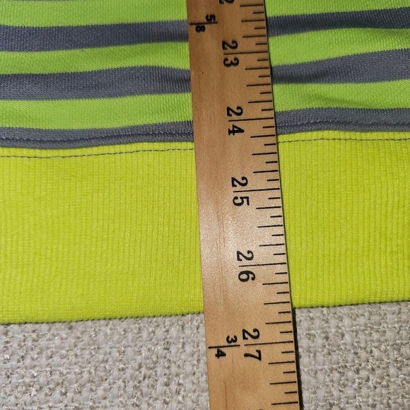 Anrabess Striped Lime Green and Grey Knit Henley Sweatshirt Size S - Picture 3 of 6